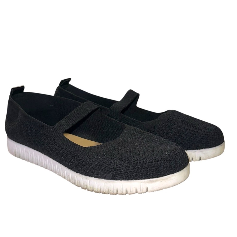 Taryn Rose Kazzem Mary Jane Slip On Flats Black Knit Women’s Size 9